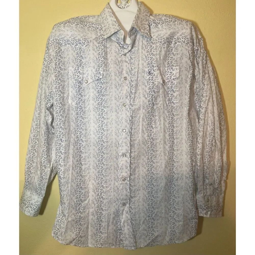 Stetson Pearl Snap Western Button Up Shirt Mens XXL Cotton White Long Sleeve
